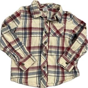 Okie Dokie Red, Blue, Cream, & Green Plaid Button Down Shirt